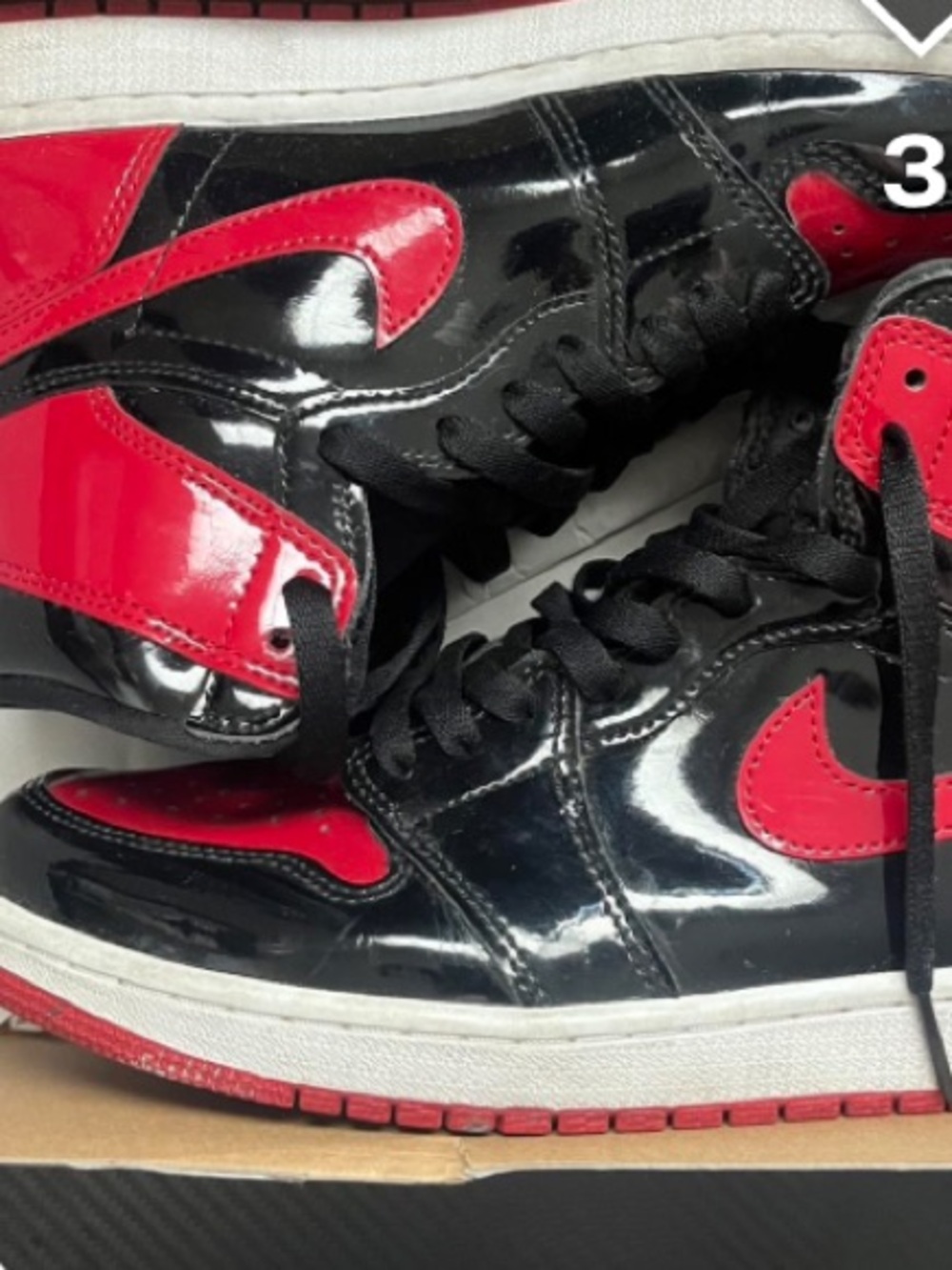 Jordan High-Top Sneakers in Black and Red Patent - Picture 4 of 6